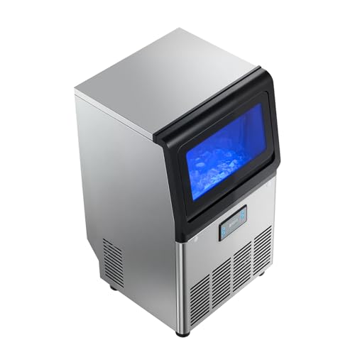 Stainless Steel Ice Maker with Self-Cleaning Display