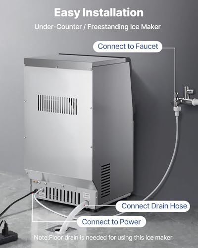 Stainless Steel Ice Maker with Self-Cleaning Display