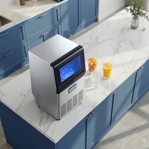 Stainless Steel Ice Maker with Self-Cleaning Display