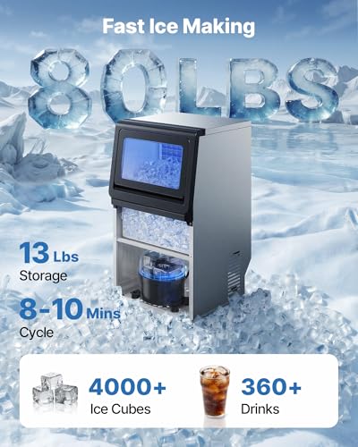 Stainless Steel Ice Maker with Self-Cleaning Display