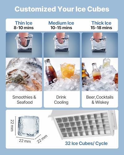 Stainless Steel Ice Maker with Self-Cleaning Display