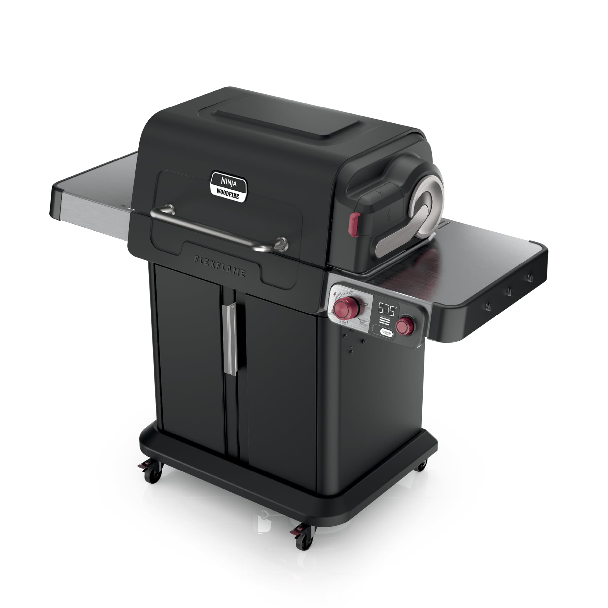 Ninja FlexFlame, Grill and Smoker, Electric and Propane Grill Stainless Steel, Black, Green, Blue