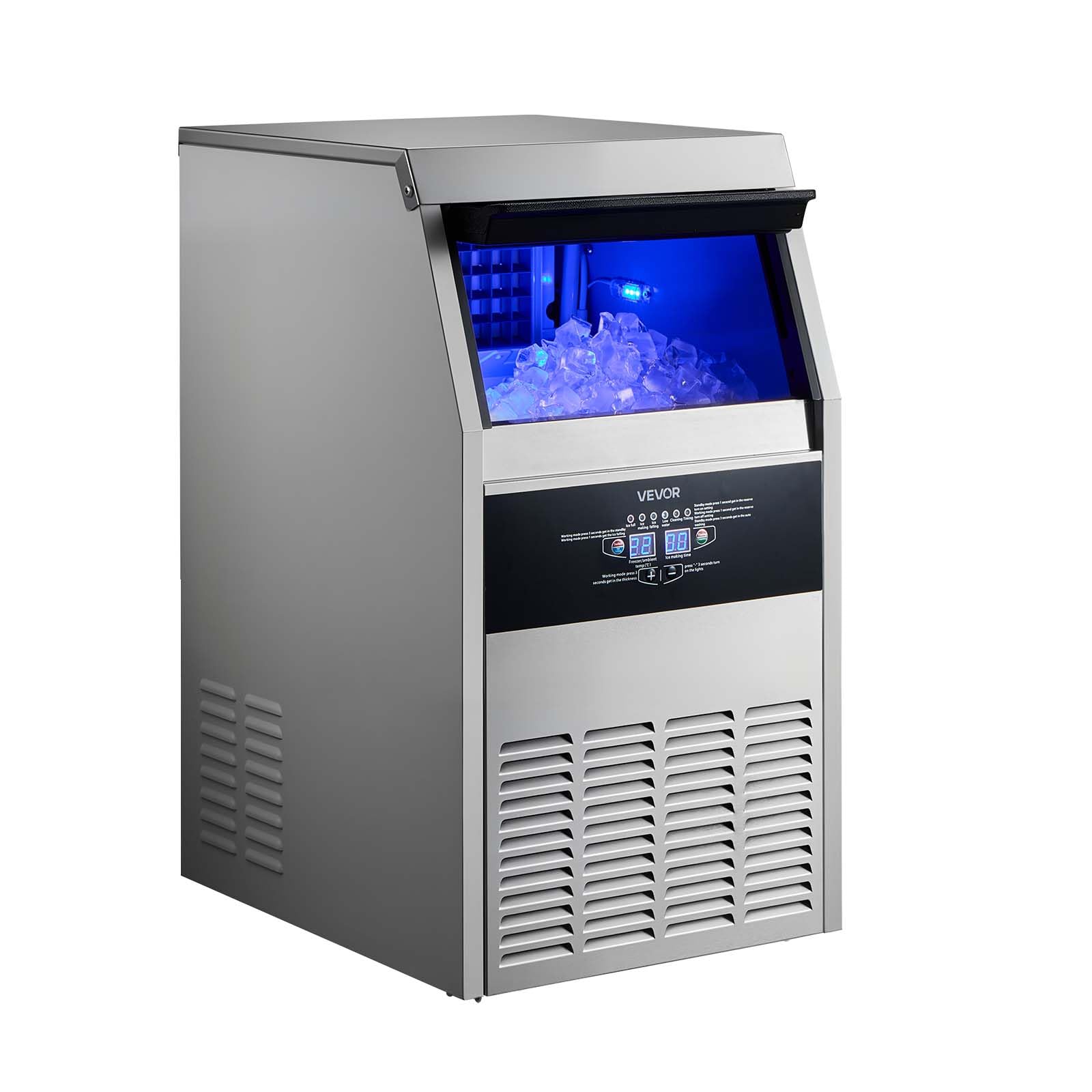 Stainless Steel Ice Maker with 130 lb Daily Capacity