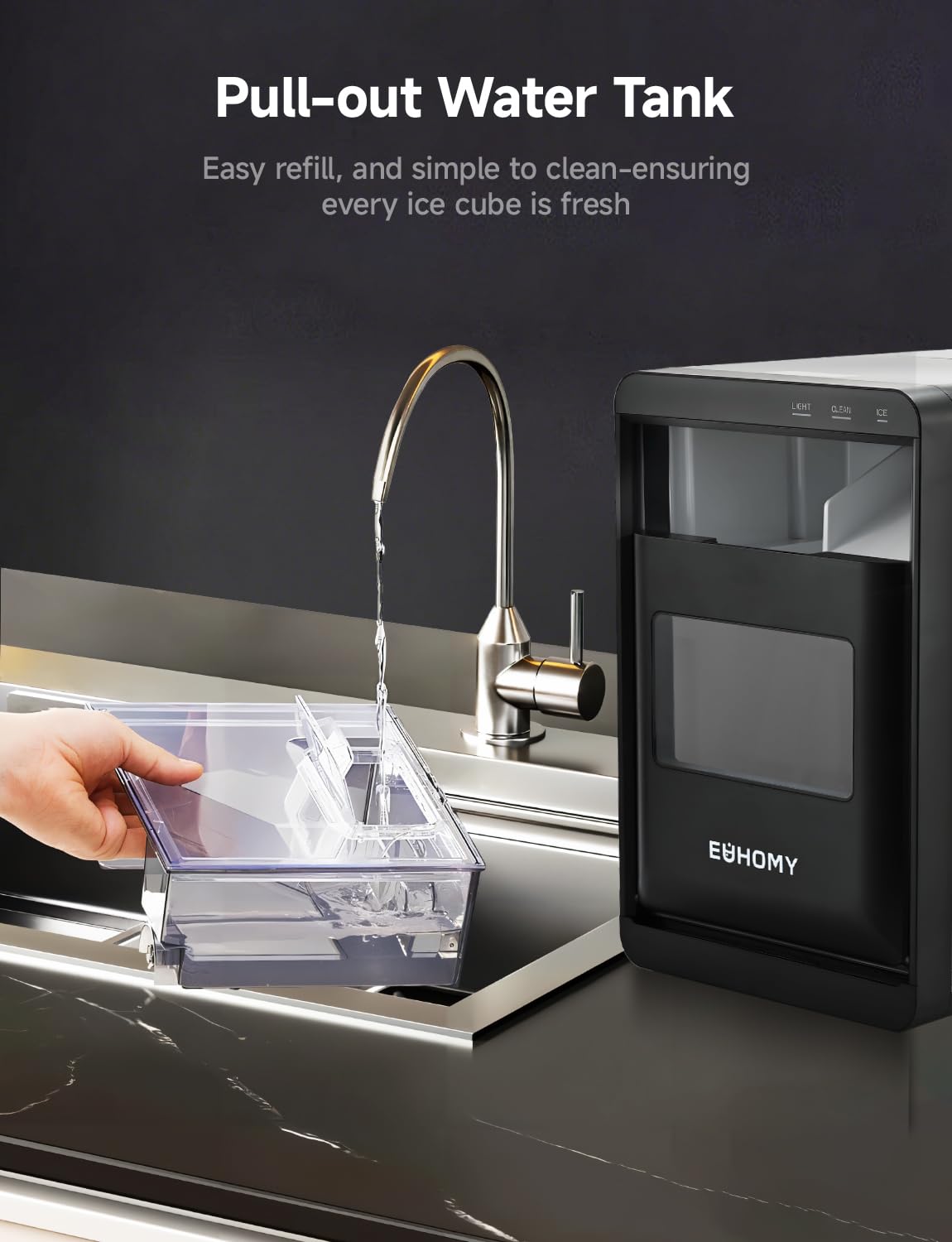 Countertop Ice Maker with Fast Ice and Self-Cleaning