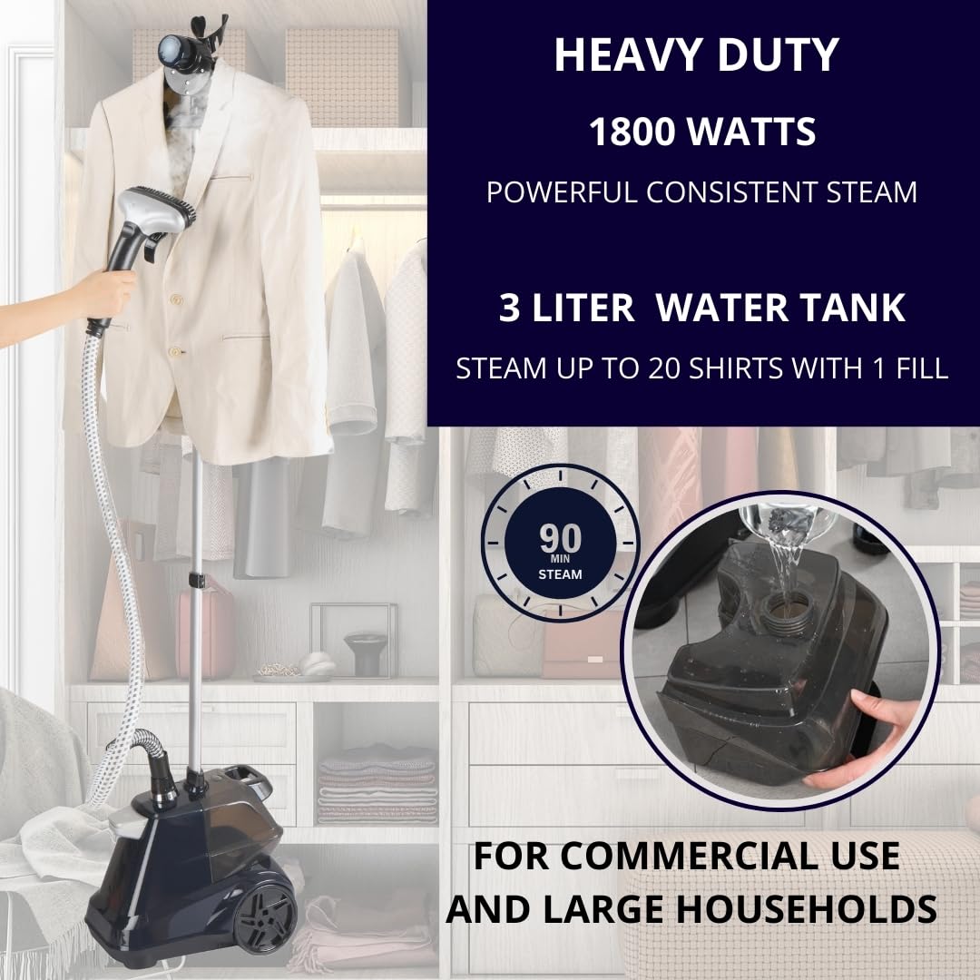 Commercial Garment Steamer with 3L Tank and Foot Pedal