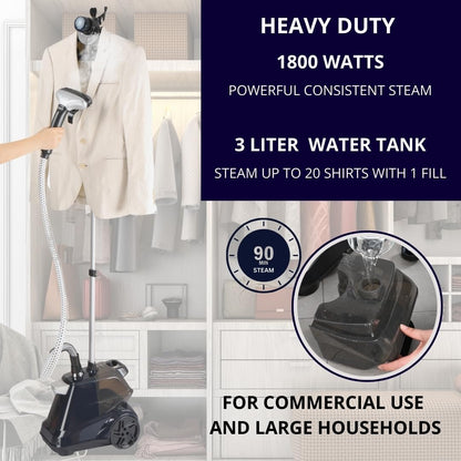 Commercial Garment Steamer with 3L Tank and Foot Pedal