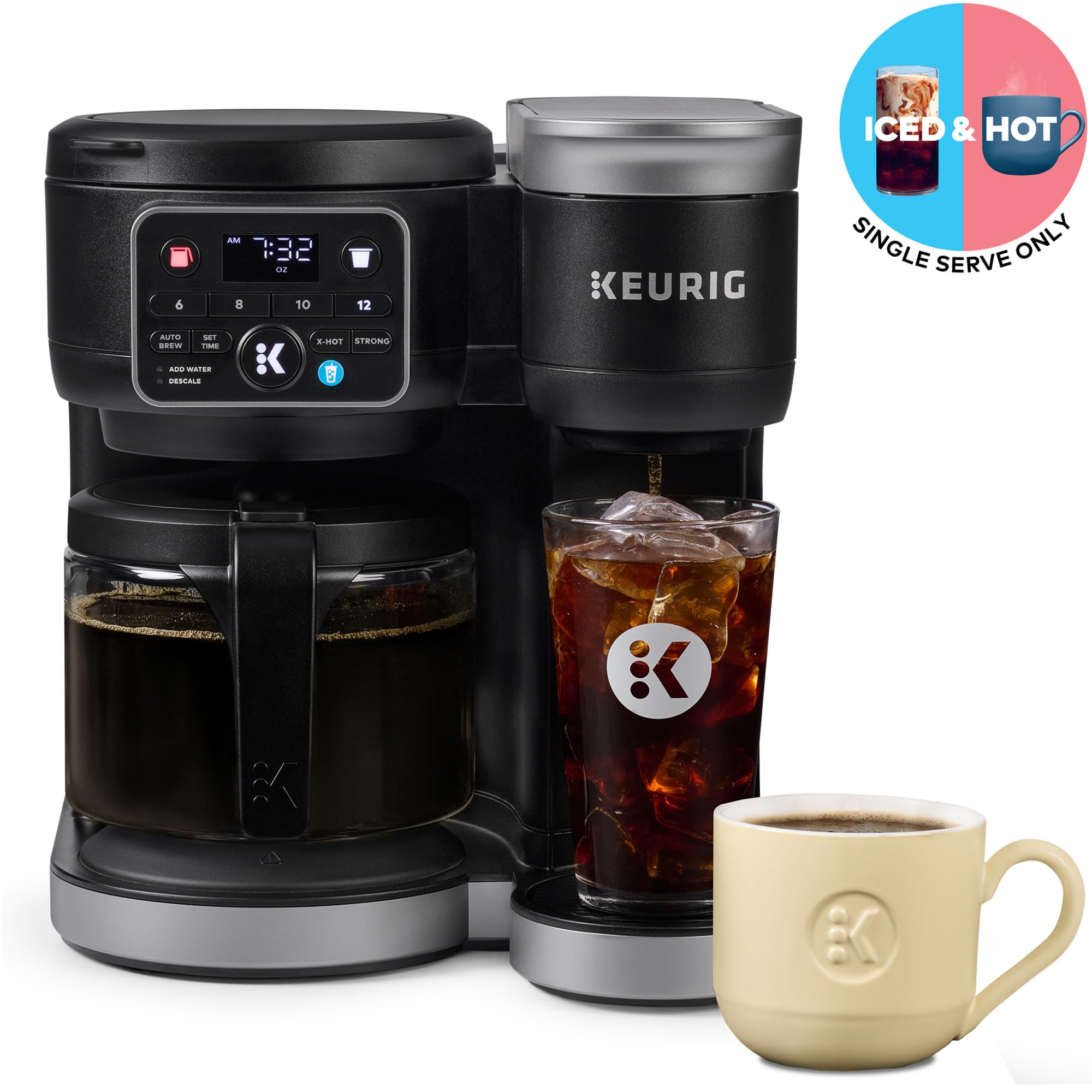 Hot and Iced Coffee Maker with Single Serve and Carafe
