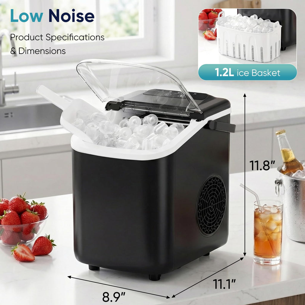Portable Bullet Ice Maker with Auto-Cleaning Function