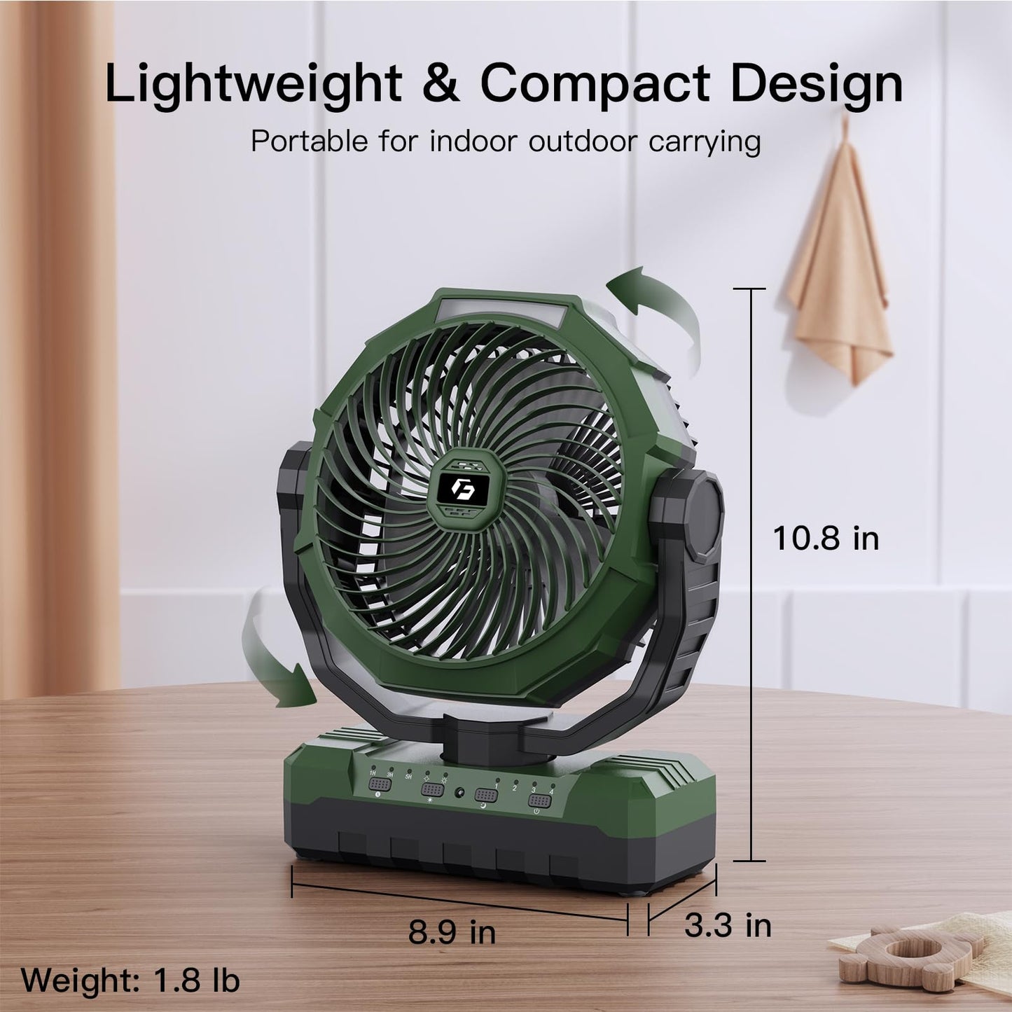 Rechargeable Camping Fan with Light & Remote