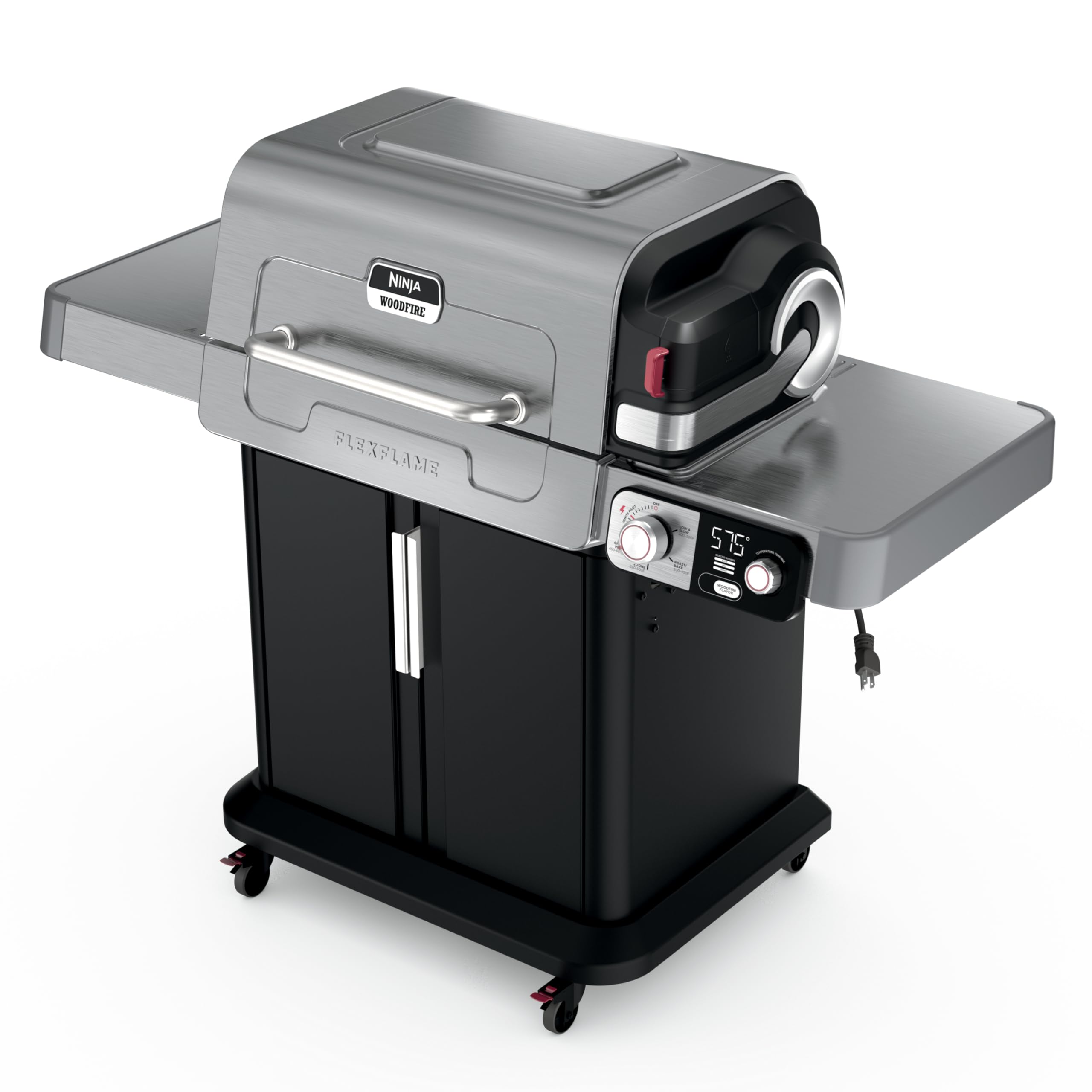 Ninja FlexFlame, Grill and Smoker, Electric and Propane Grill Stainless Steel, Black, Green, Blue
