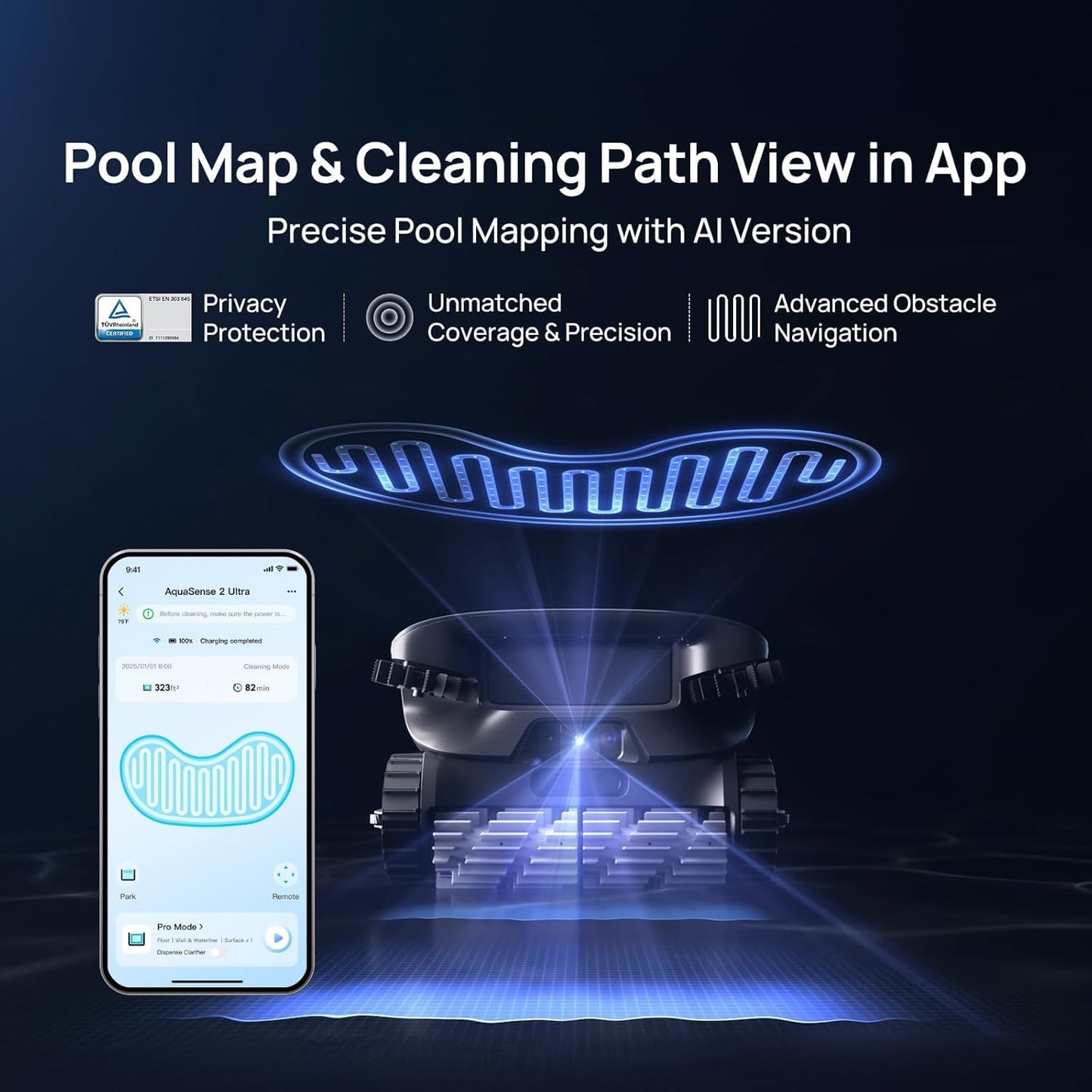 Cordless AI Pool Cleaner with Smart App Control