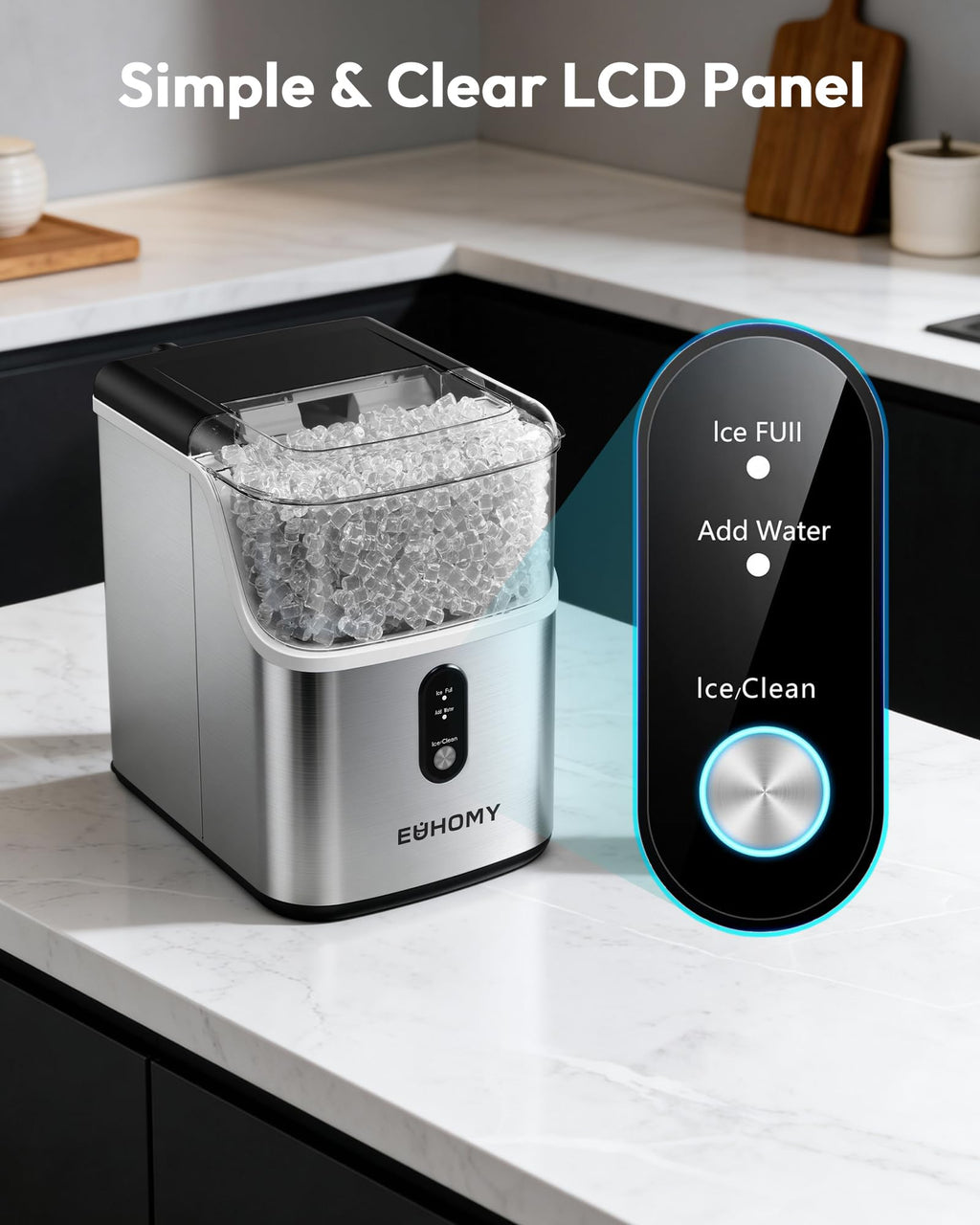 Countertop Nugget Ice Maker with Self-Cleaning System