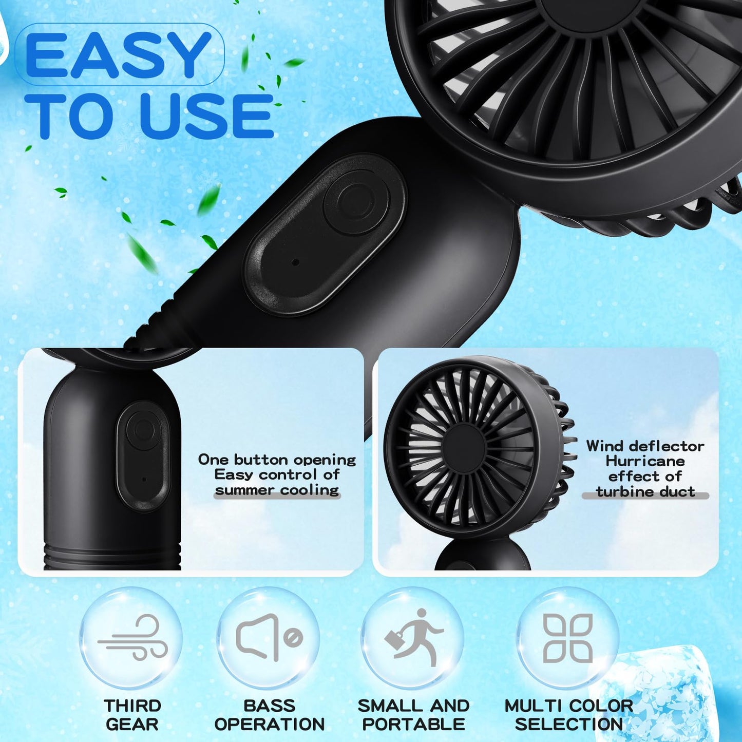 Mini Rechargeable Handheld Fan with 3 Speeds