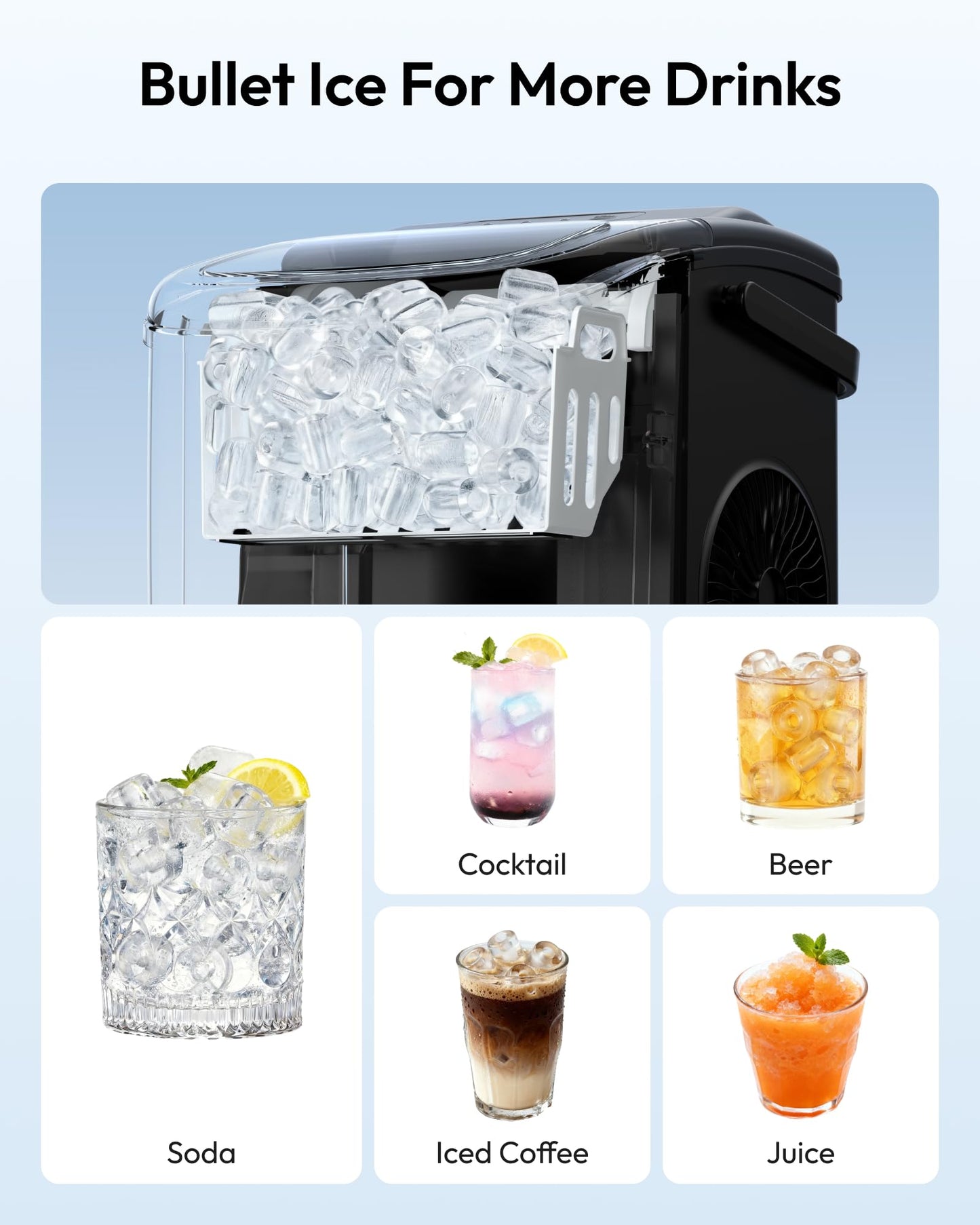 Countertop Ice Maker with Fast Ice and Easy Cleaning