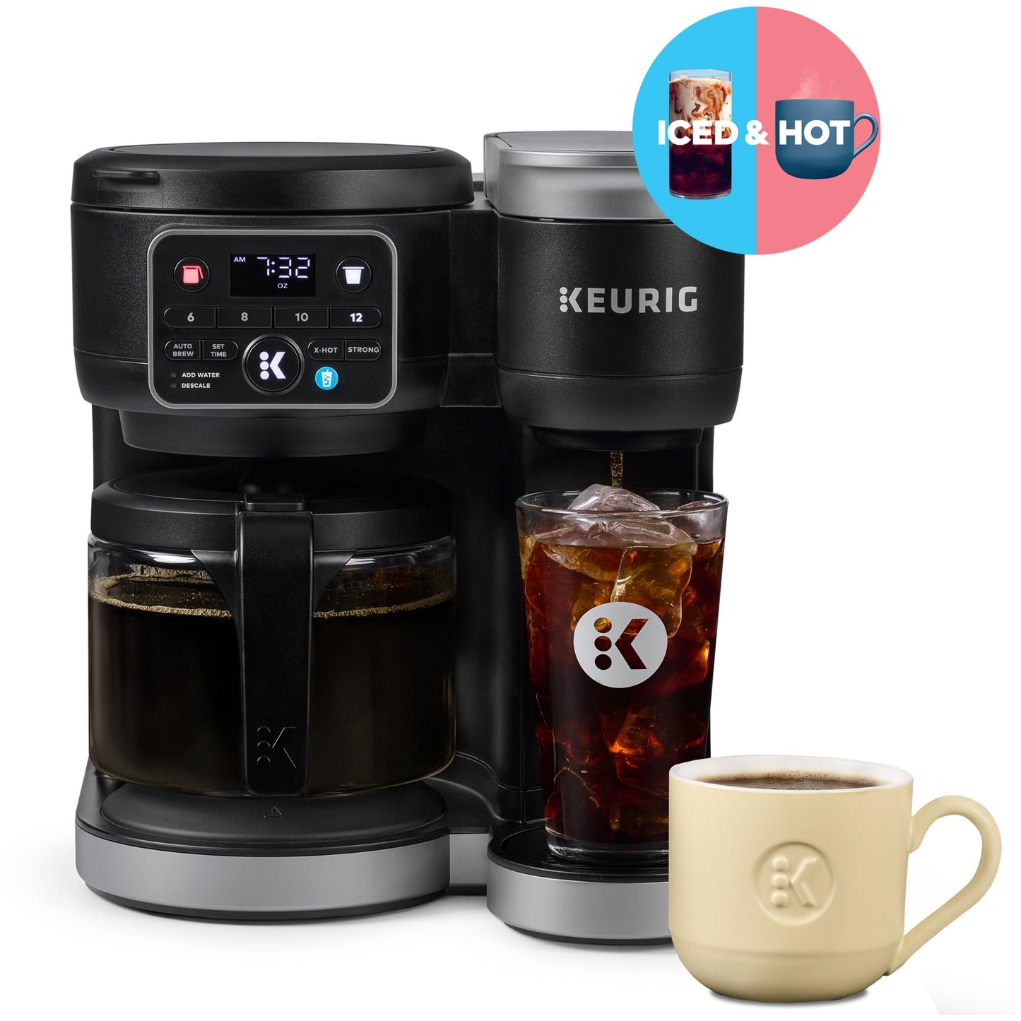 Hot and Iced Coffee Maker with Single Serve and Carafe