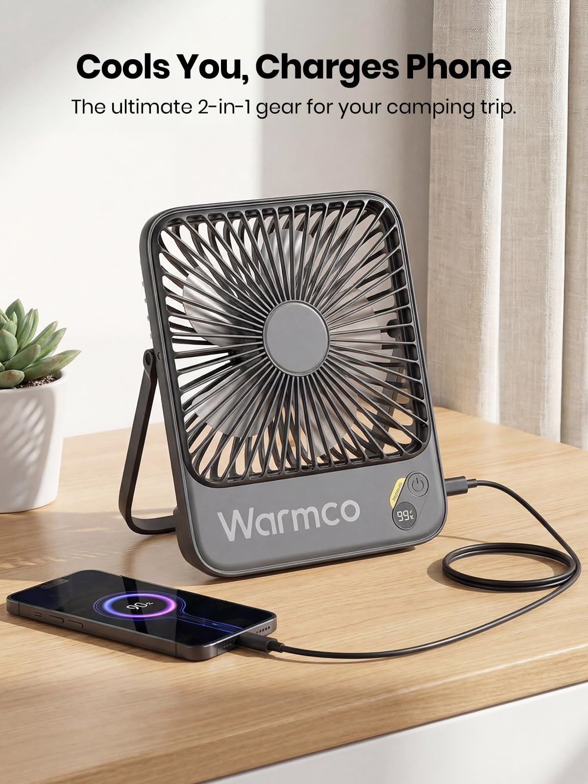 Portable Rechargeable Desk Fan with Digital Display