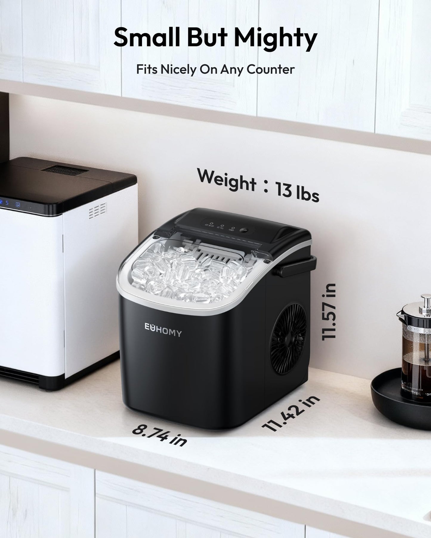 Countertop Ice Maker with Fast Ice and Easy Cleaning