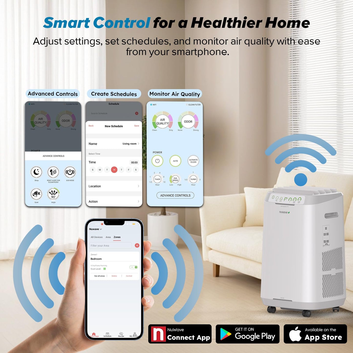 Smart Air Purifier with Washable Filter System