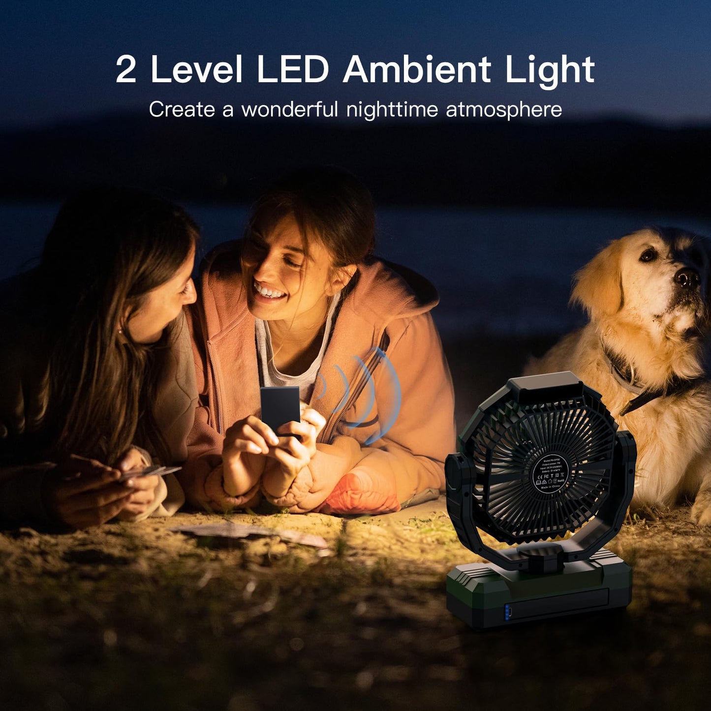 Rechargeable Camping Fan with Light & Remote