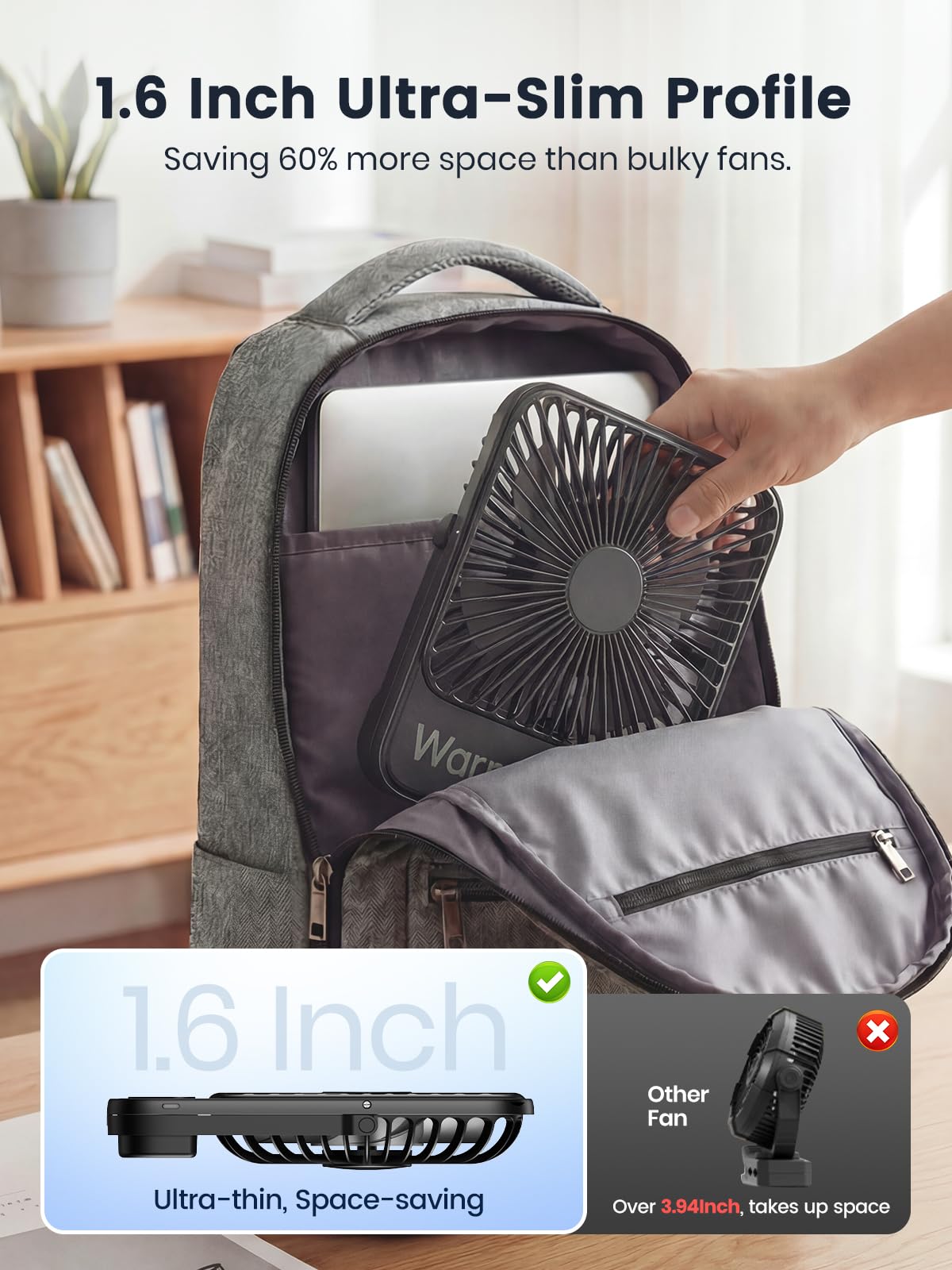 Portable Rechargeable Desk Fan with Digital Display