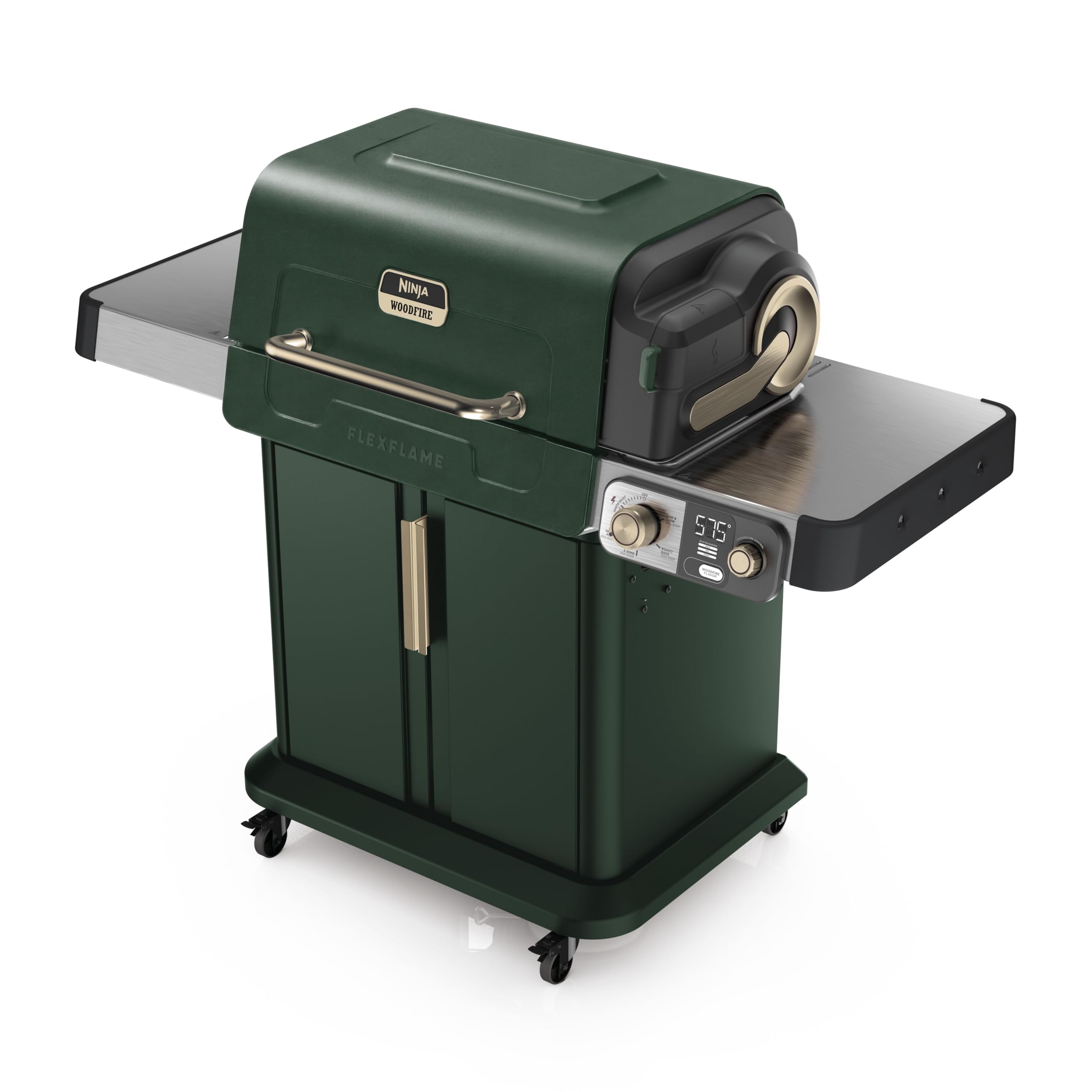 Ninja FlexFlame, Grill and Smoker, Electric and Propane Grill Stainless Steel, Black, Green, Blue