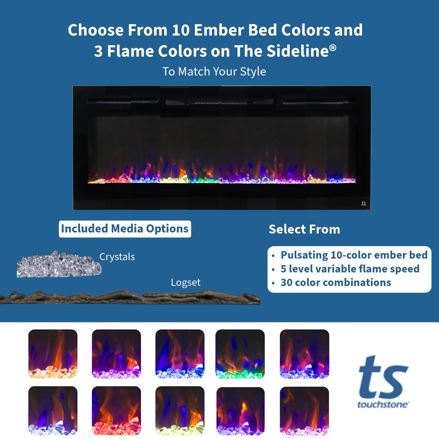 Recessed Electric Fireplace with Wall Mount