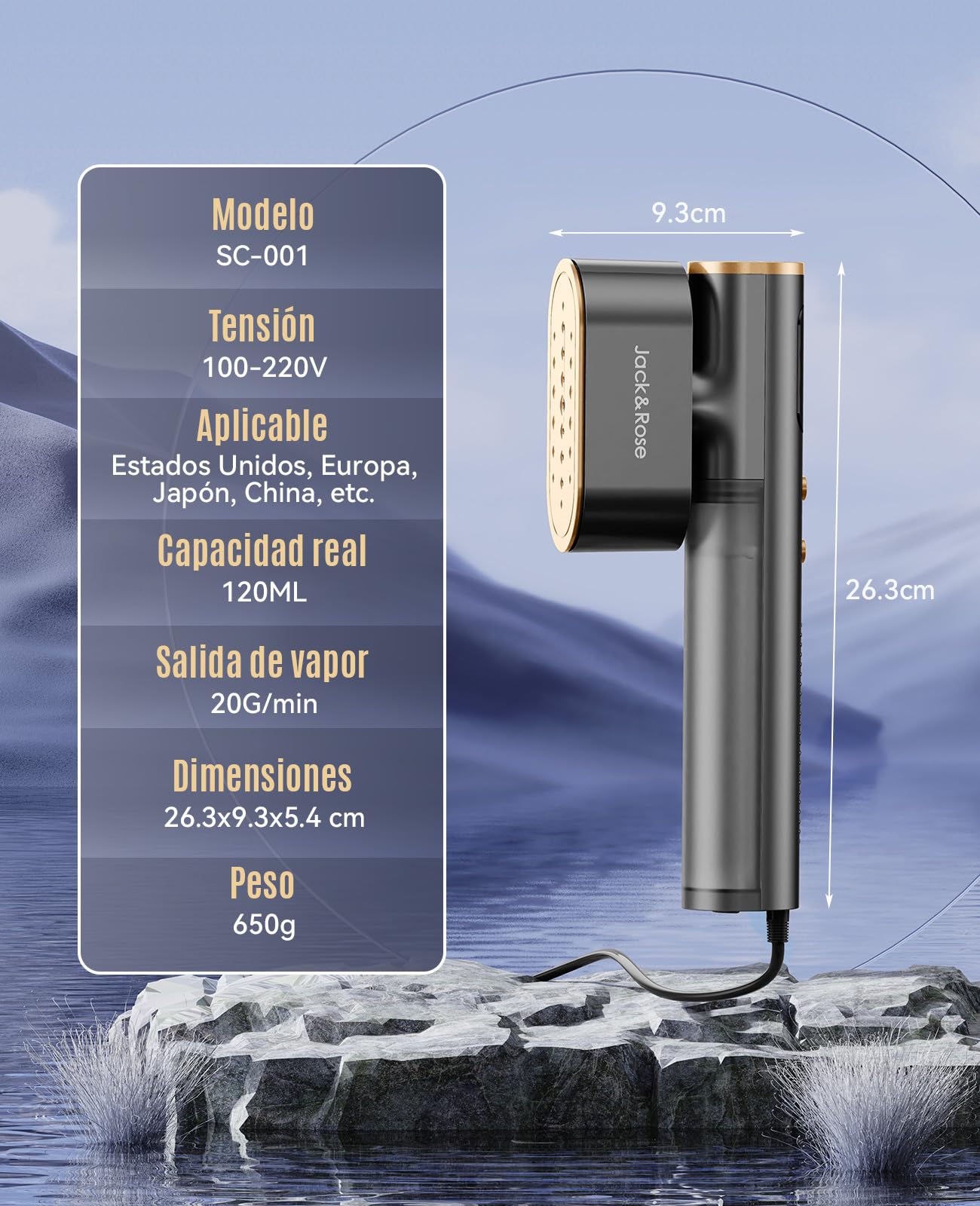 Travel Garment Steamer and Iron with Dual Voltage Design