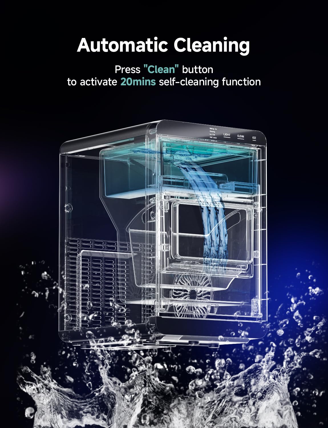 Countertop Ice Maker with Fast Ice and Self-Cleaning