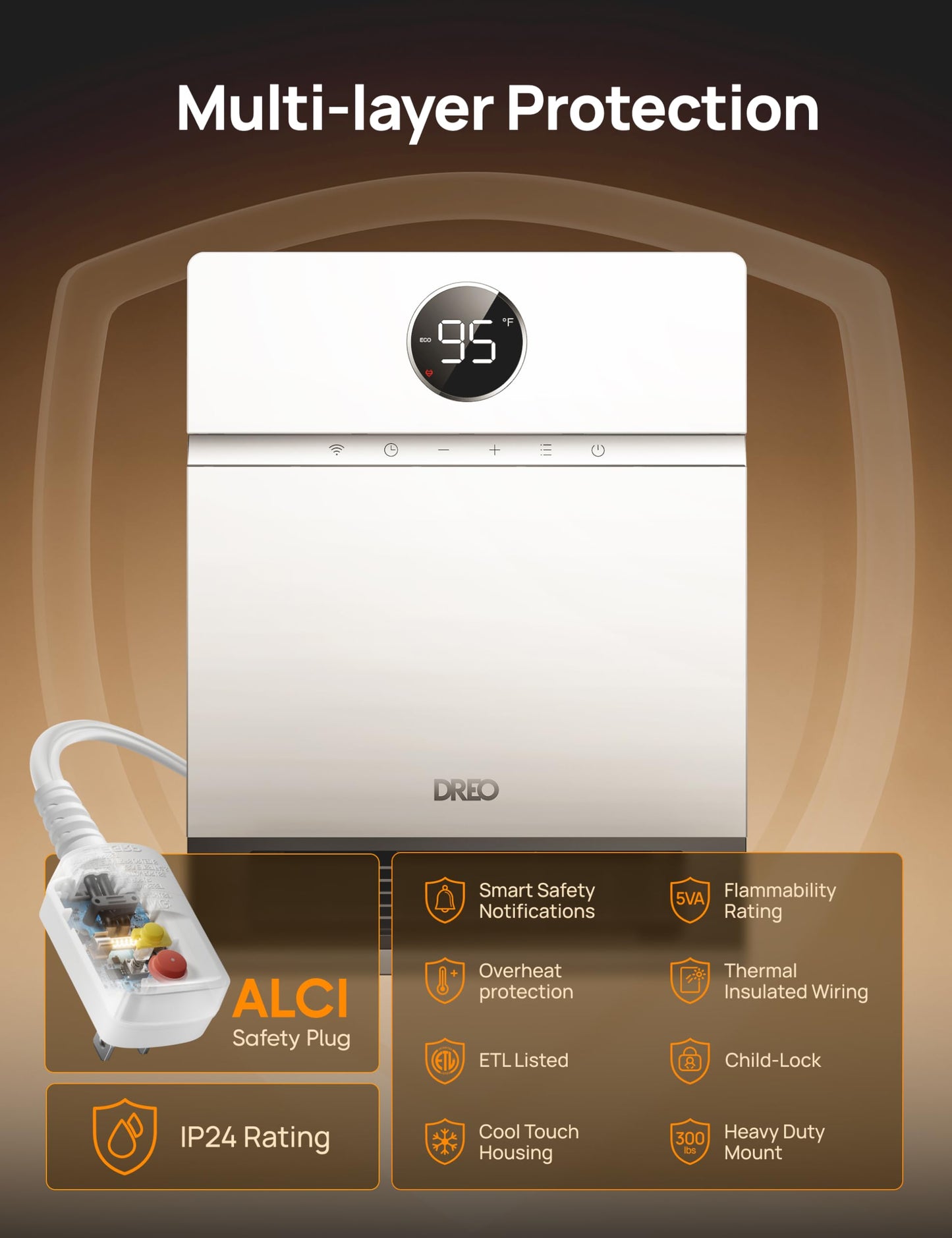 Smart Wall-Mounted Space Heater with Remote