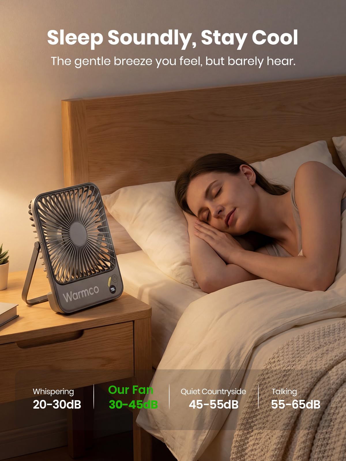 Portable Rechargeable Desk Fan with Digital Display