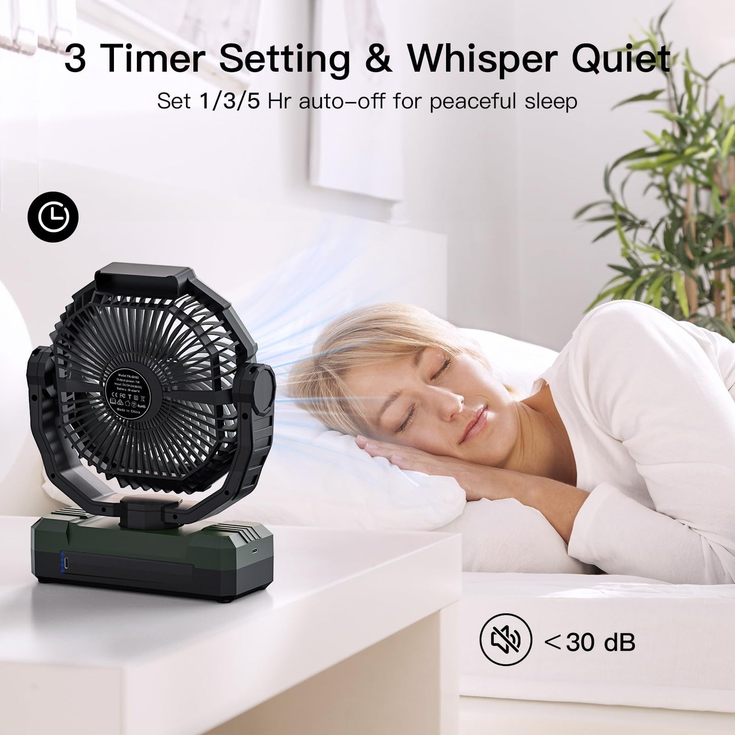 Rechargeable Camping Fan with Light & Remote