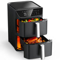 Dual Basket Air Fryer, 12.6QT Family-Size for 10–12 People, XL Basket for 6LB Whole Chicken, DoubleStack Compact Design, 10-in-1 Functions with Reheat, Dehydrate & SyncFinish, Dishwasher-Safe