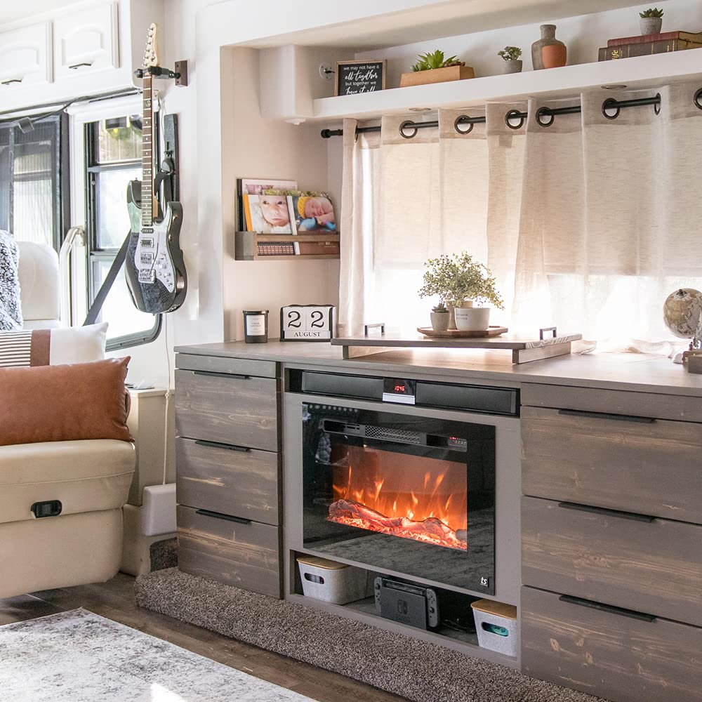 Recessed Electric Fireplace with Wall Mount