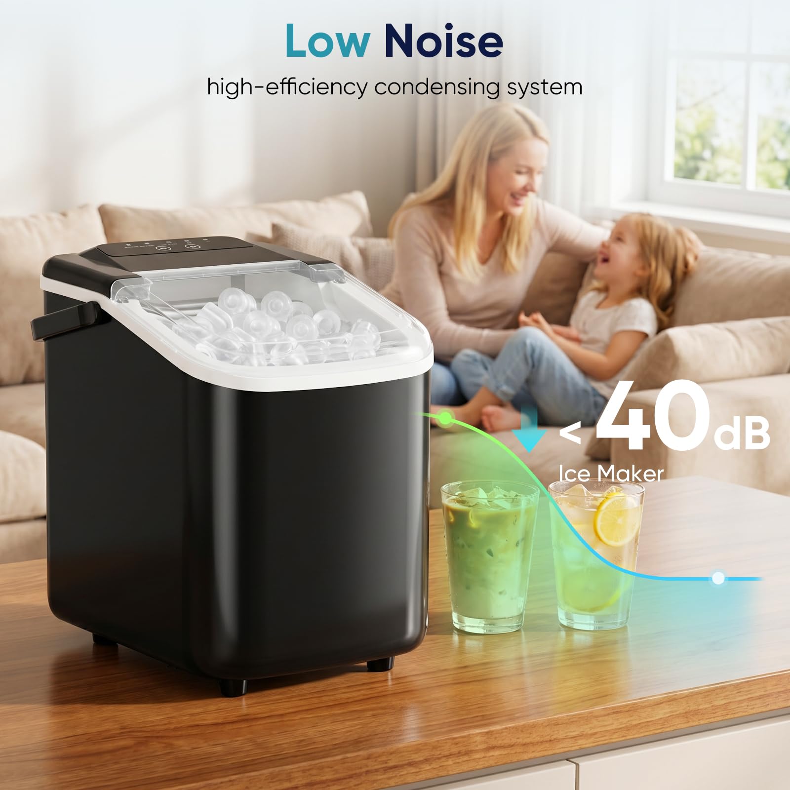 Portable Bullet Ice Maker with Auto-Cleaning Function