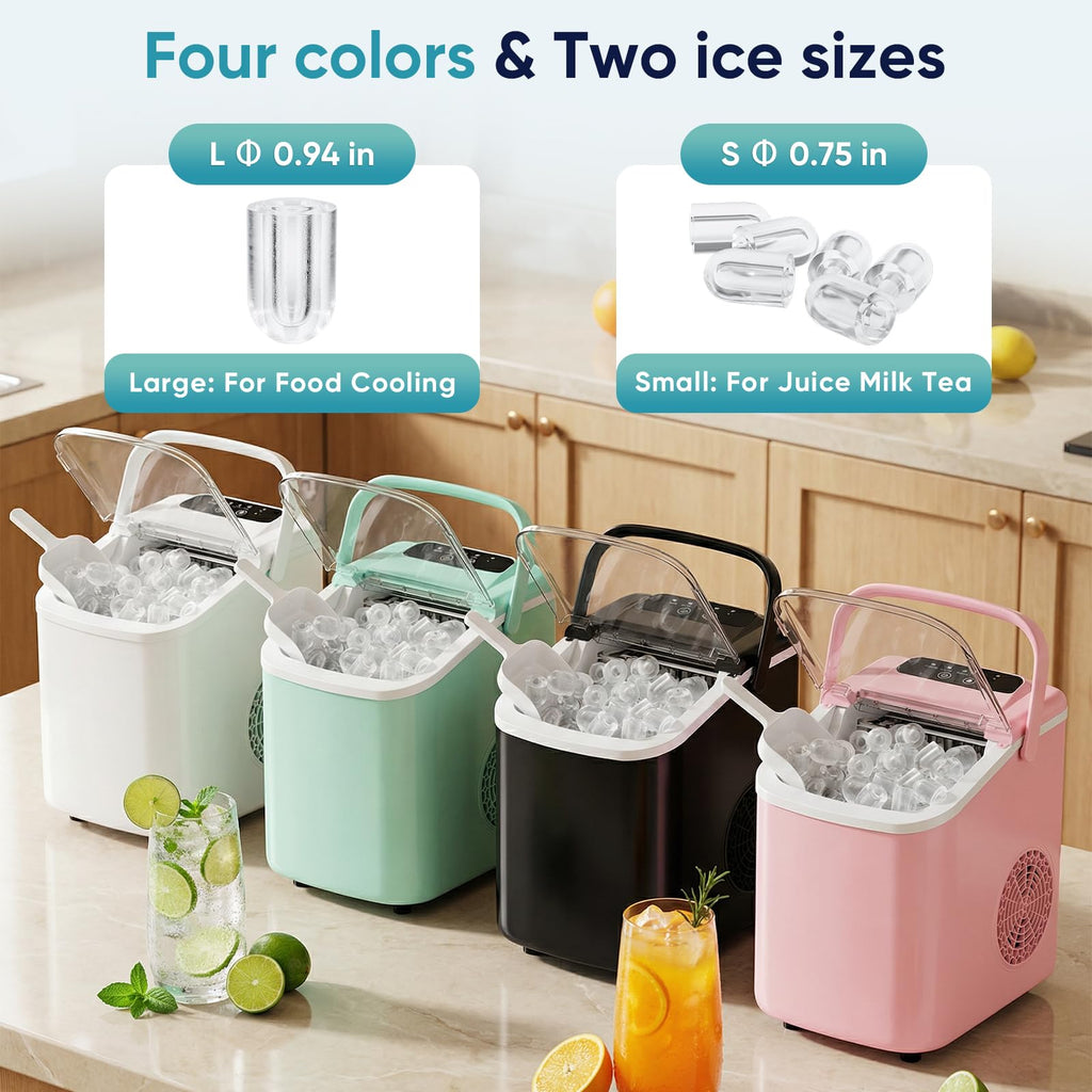 Portable Bullet Ice Maker with Auto-Cleaning Function