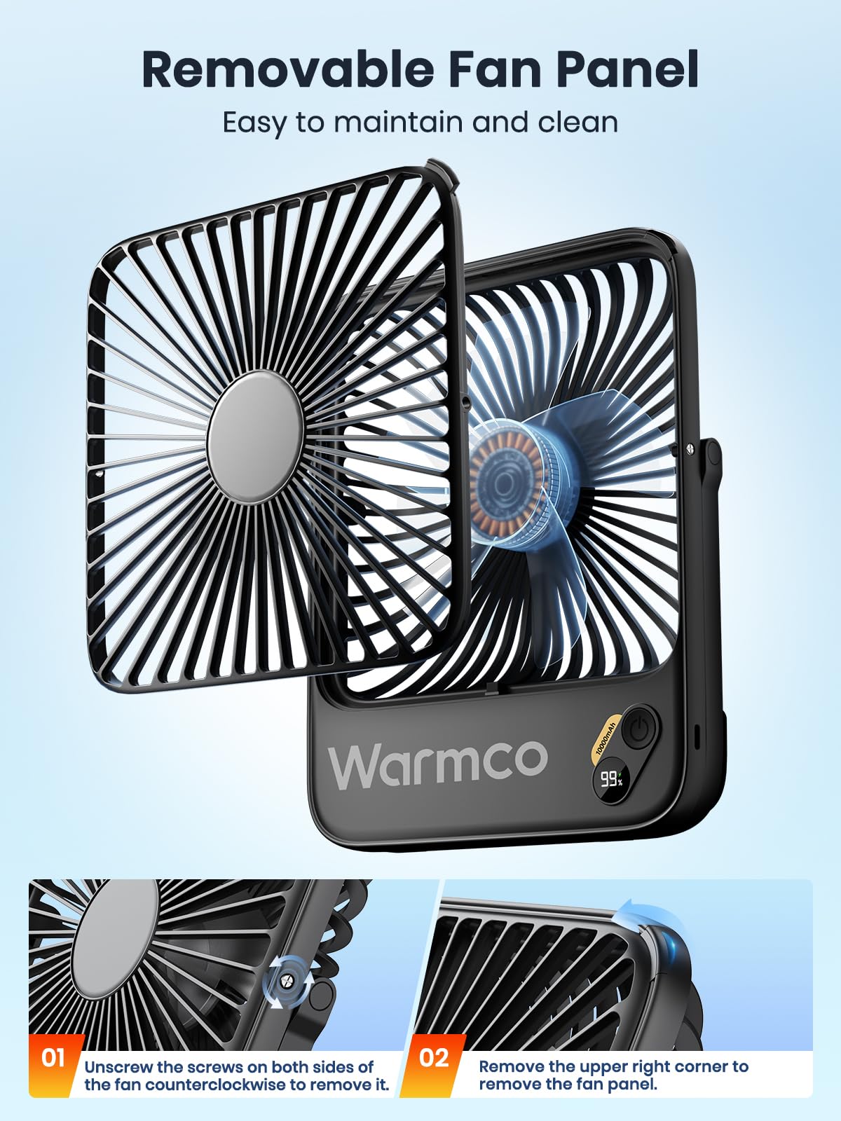 Portable Rechargeable Desk Fan with Digital Display