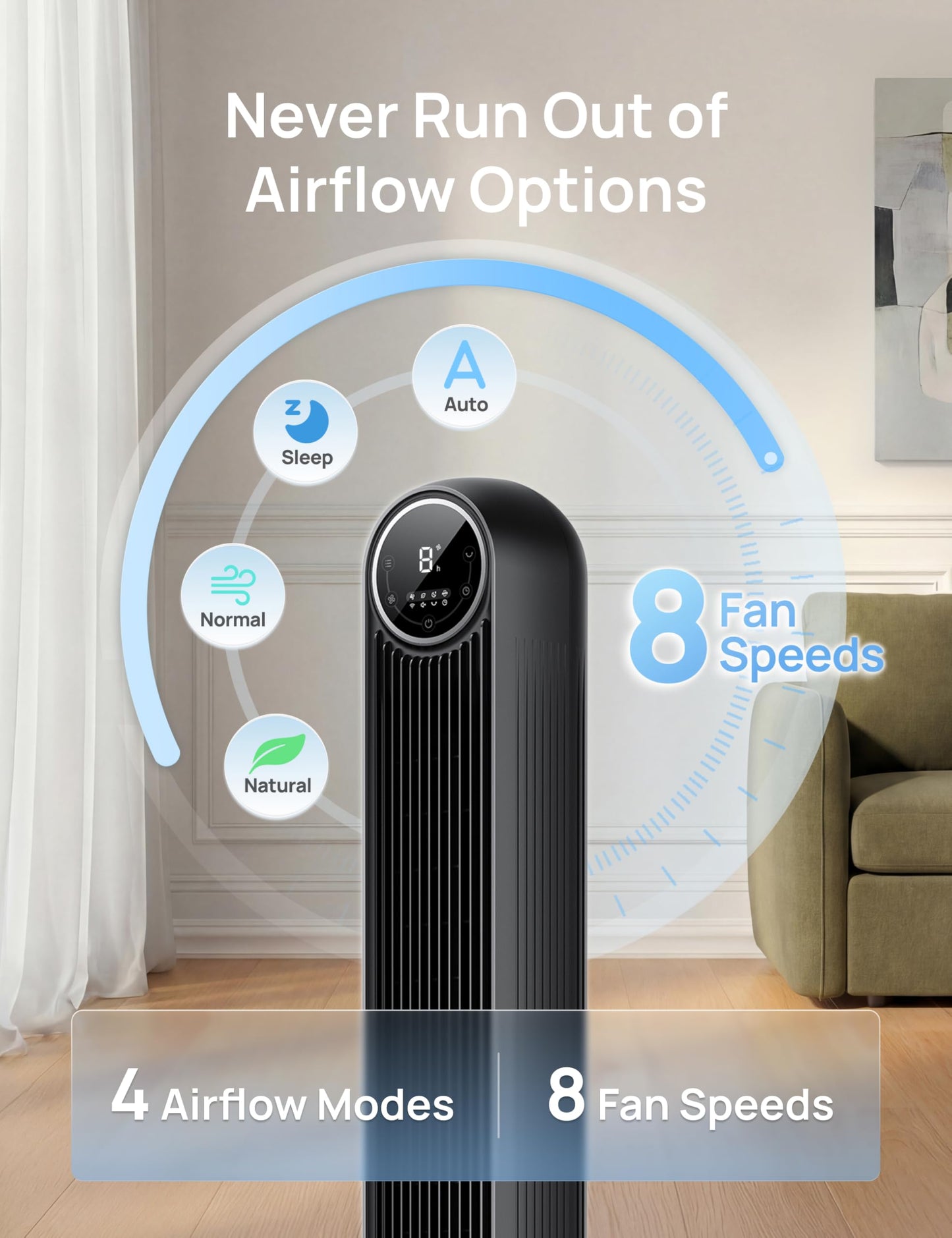 36-Inch Tower Fan with High-Speed Airflow