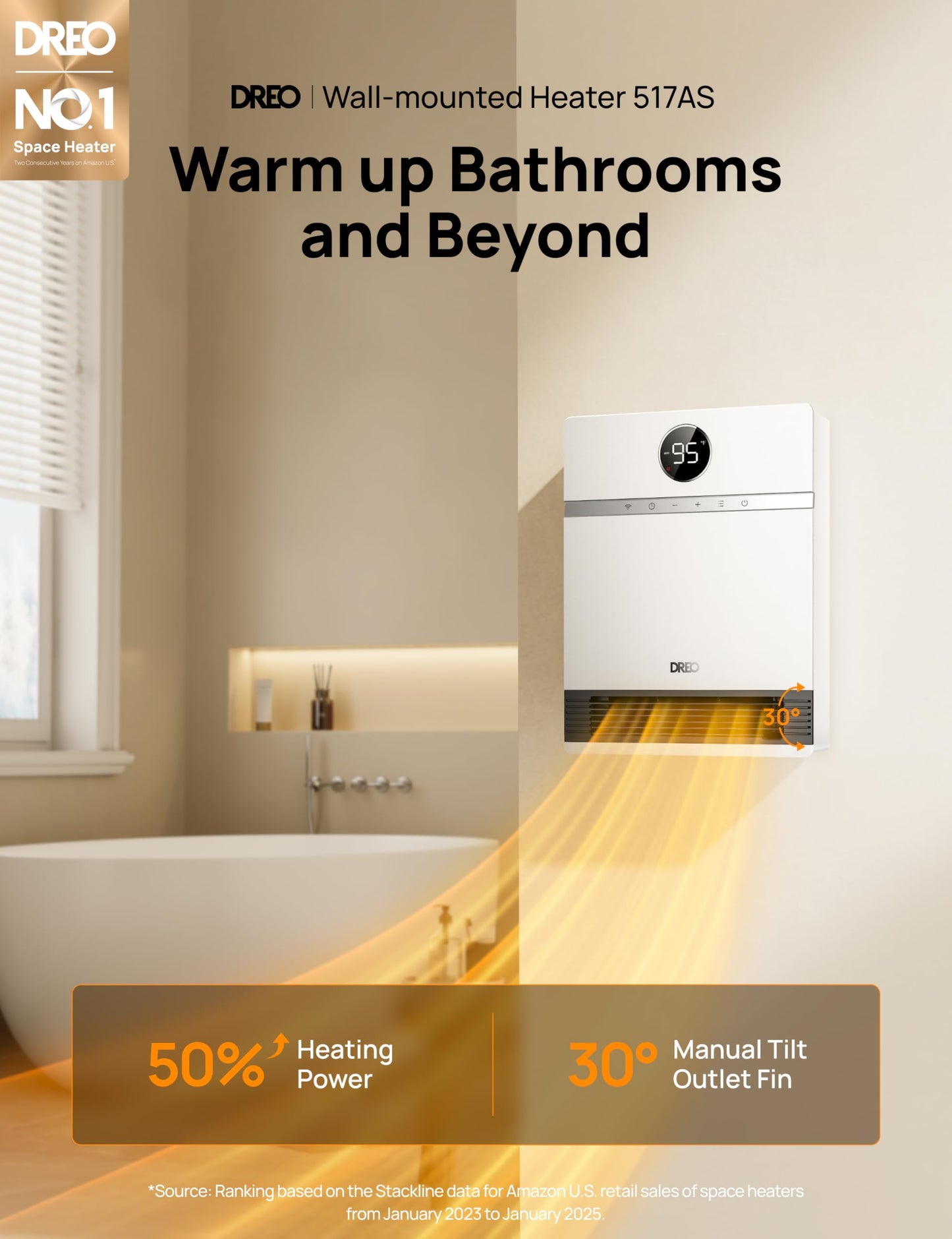 Smart Wall-Mounted Space Heater with Remote
