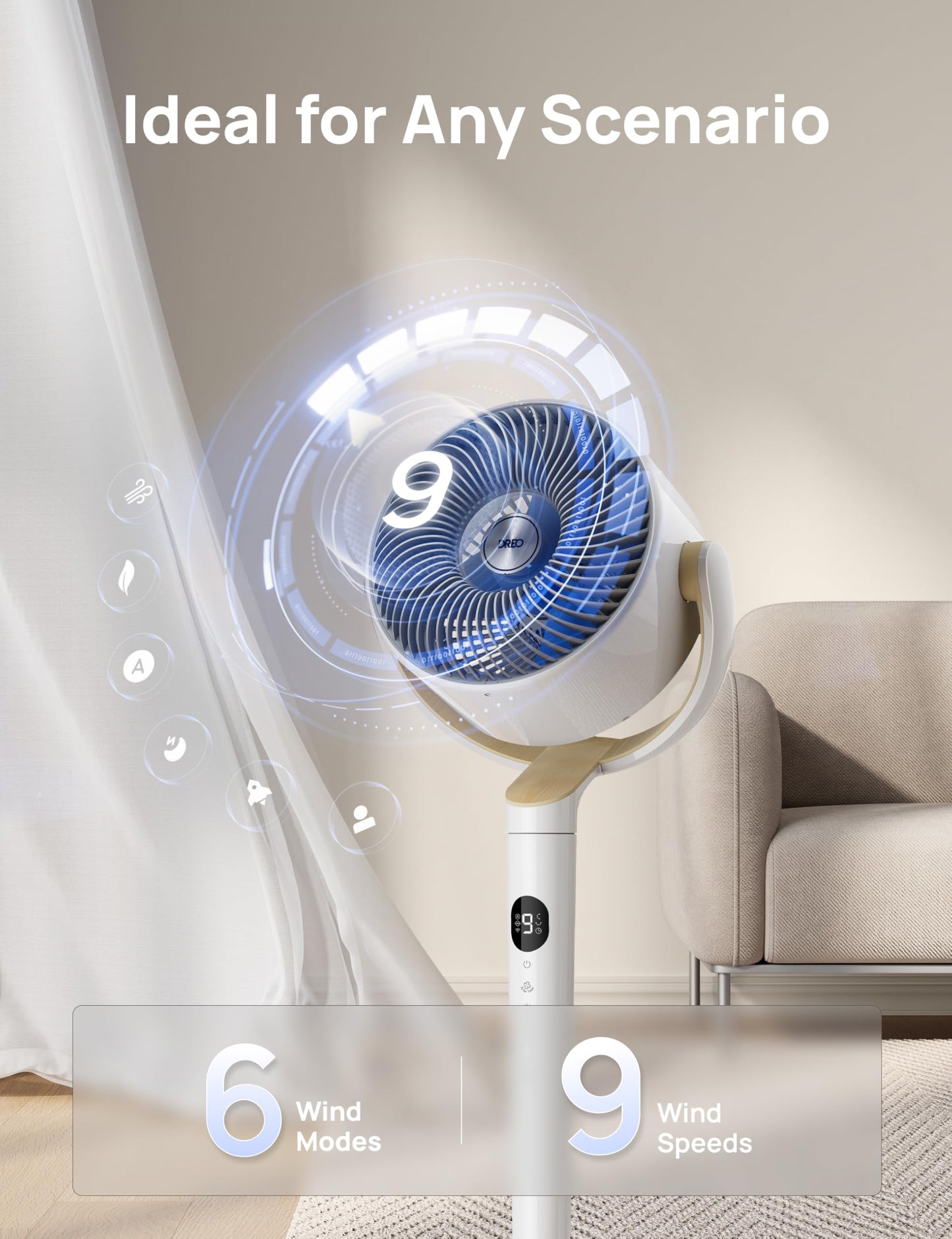 Smart Pedestal Fan with Omni Oscillation