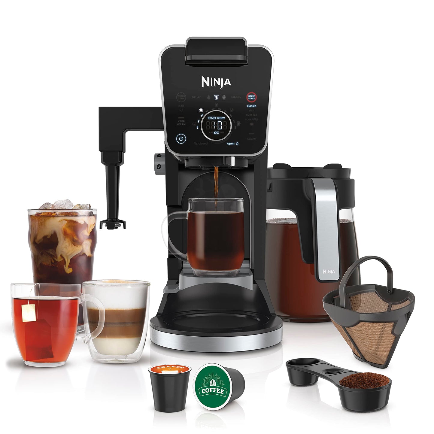 Dual Brew Coffee Maker with Frother and Pod Compatibility