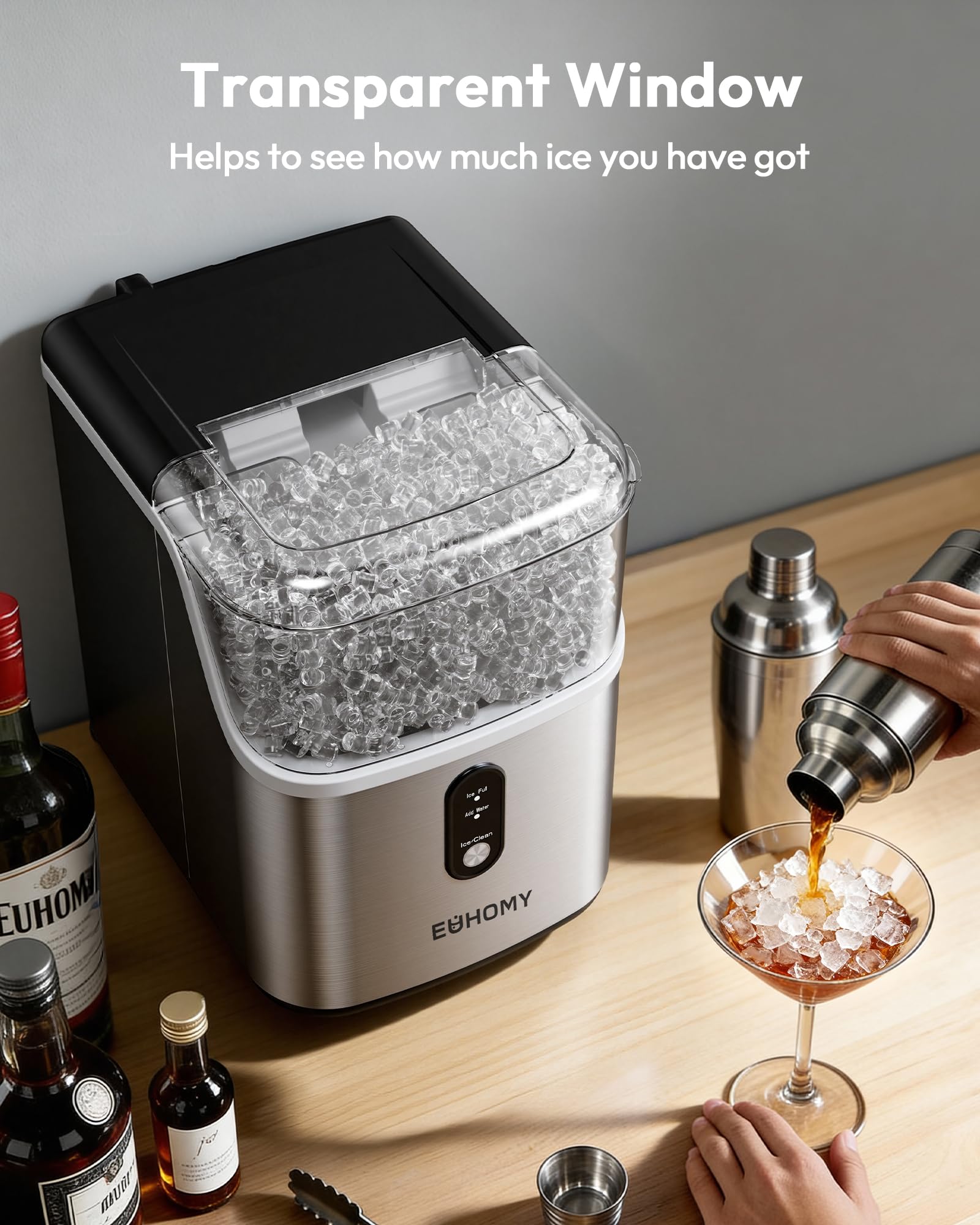 Countertop Nugget Ice Maker with Self-Cleaning System