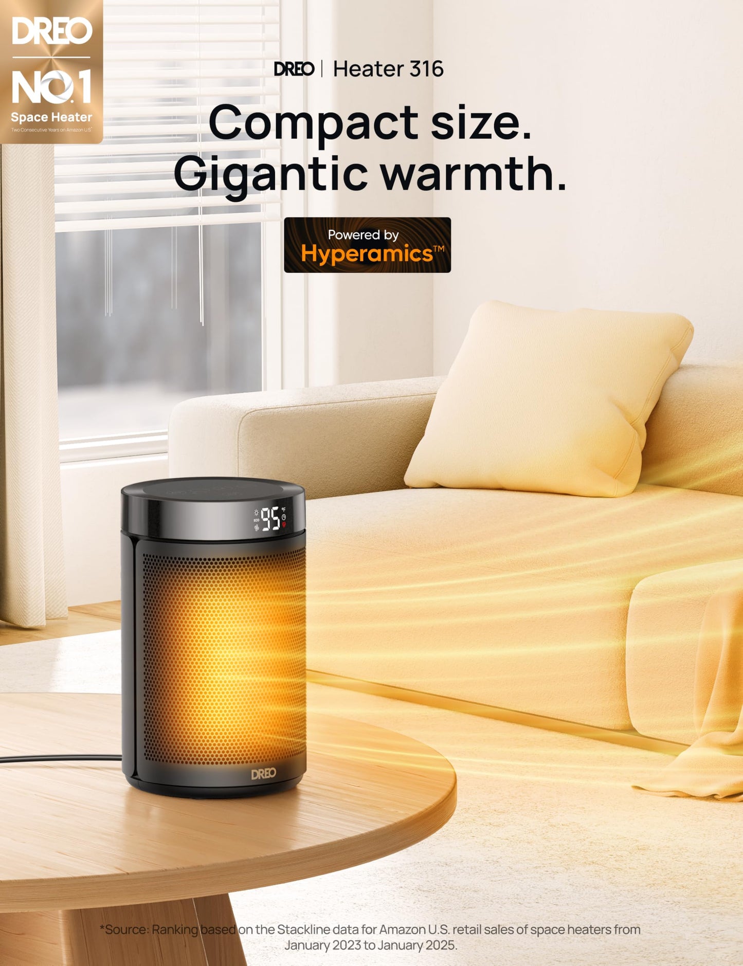 Portable Ceramic Space Heater with Thermostat
