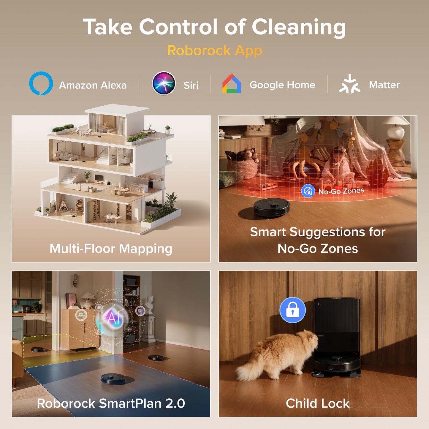 Robot Vacuum & Mop with Auto-Wash Dock
