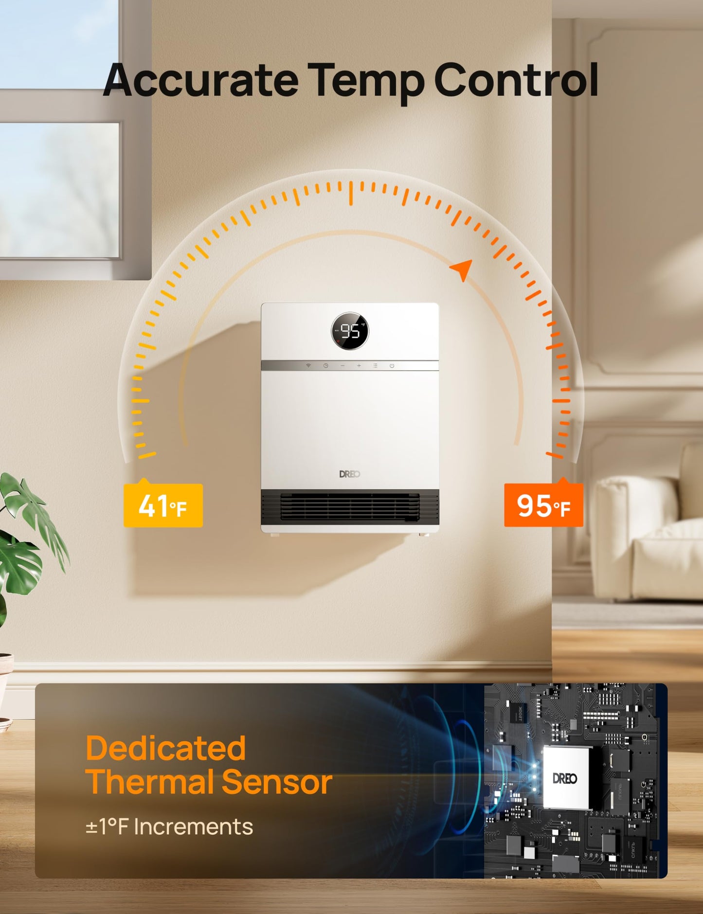 Smart Wall-Mounted Space Heater with Remote