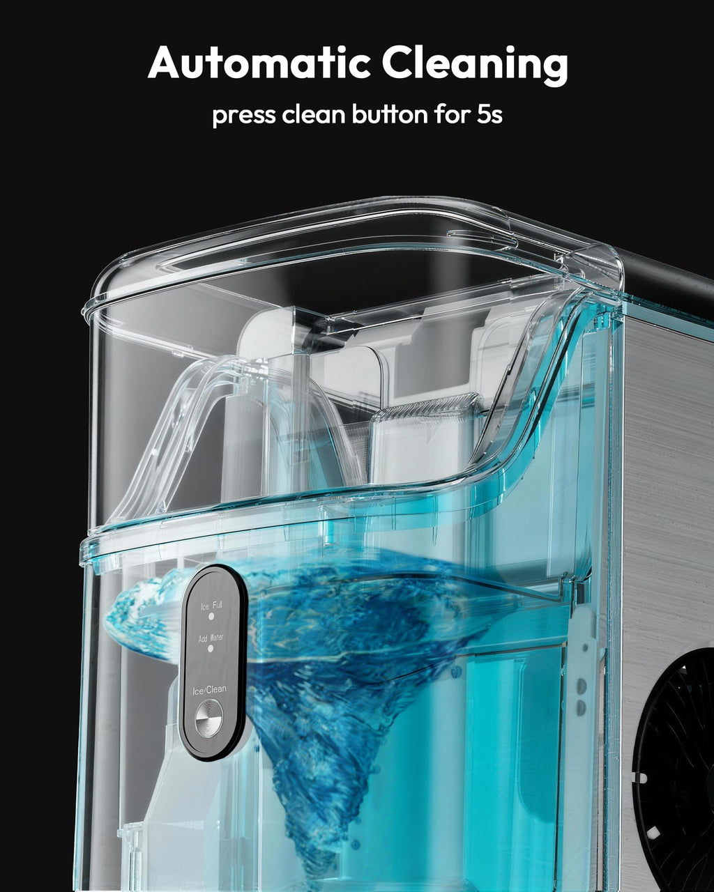 Countertop Nugget Ice Maker with Self-Cleaning System