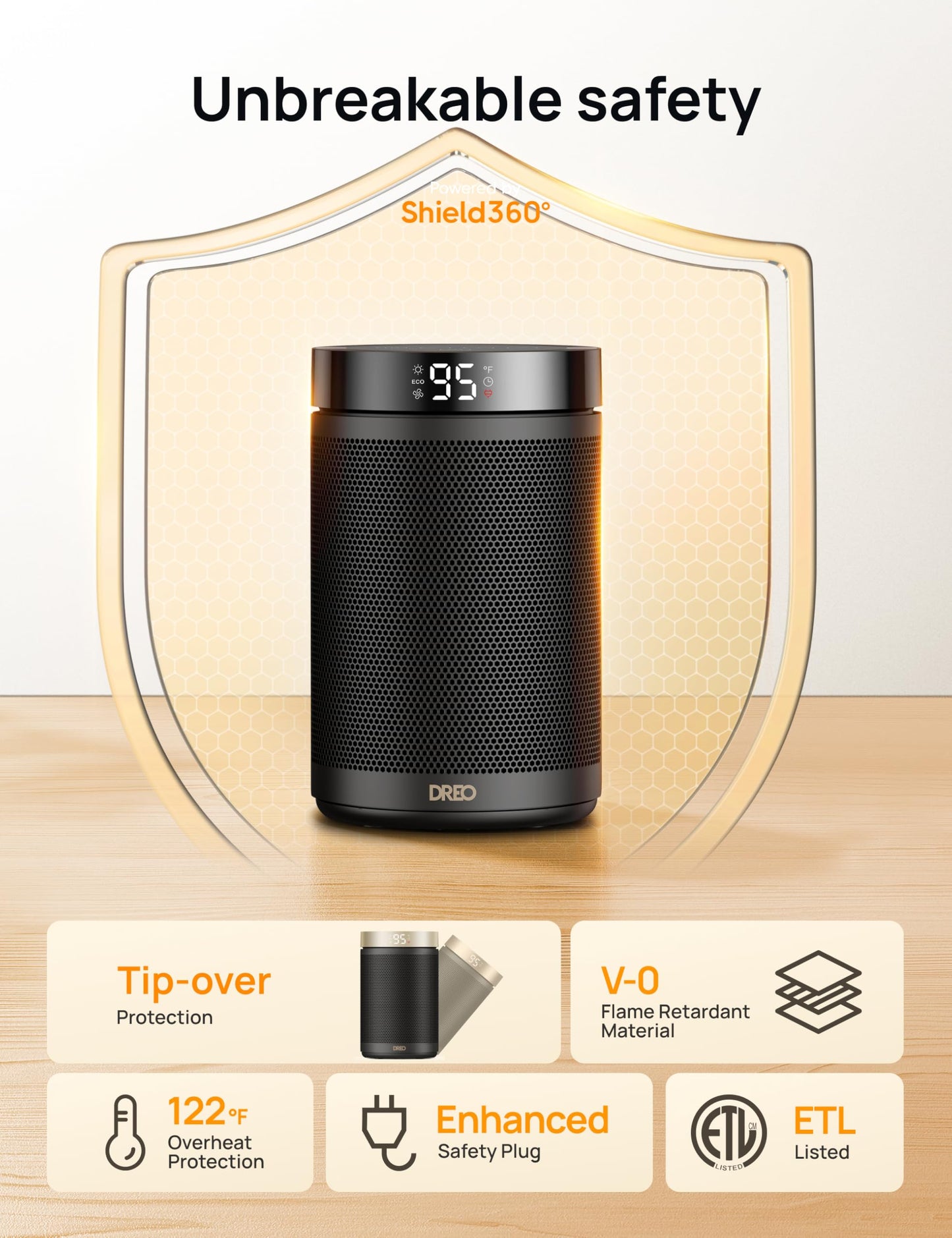 Portable Ceramic Space Heater with Thermostat