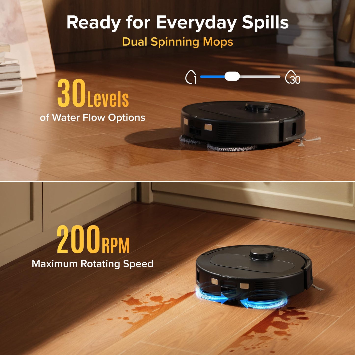 Robot Vacuum & Mop with Auto-Wash Dock