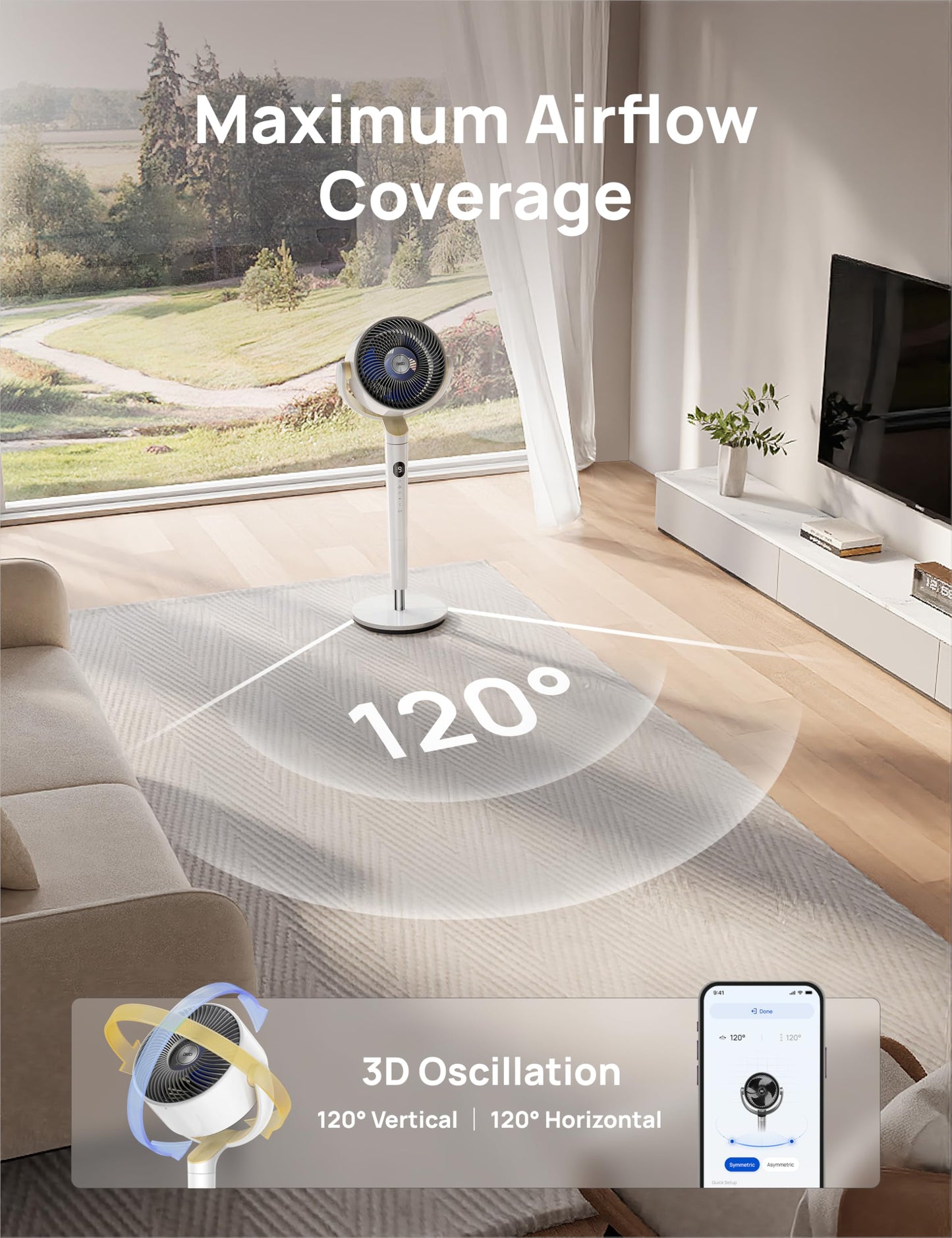 Smart Pedestal Fan with Omni Oscillation