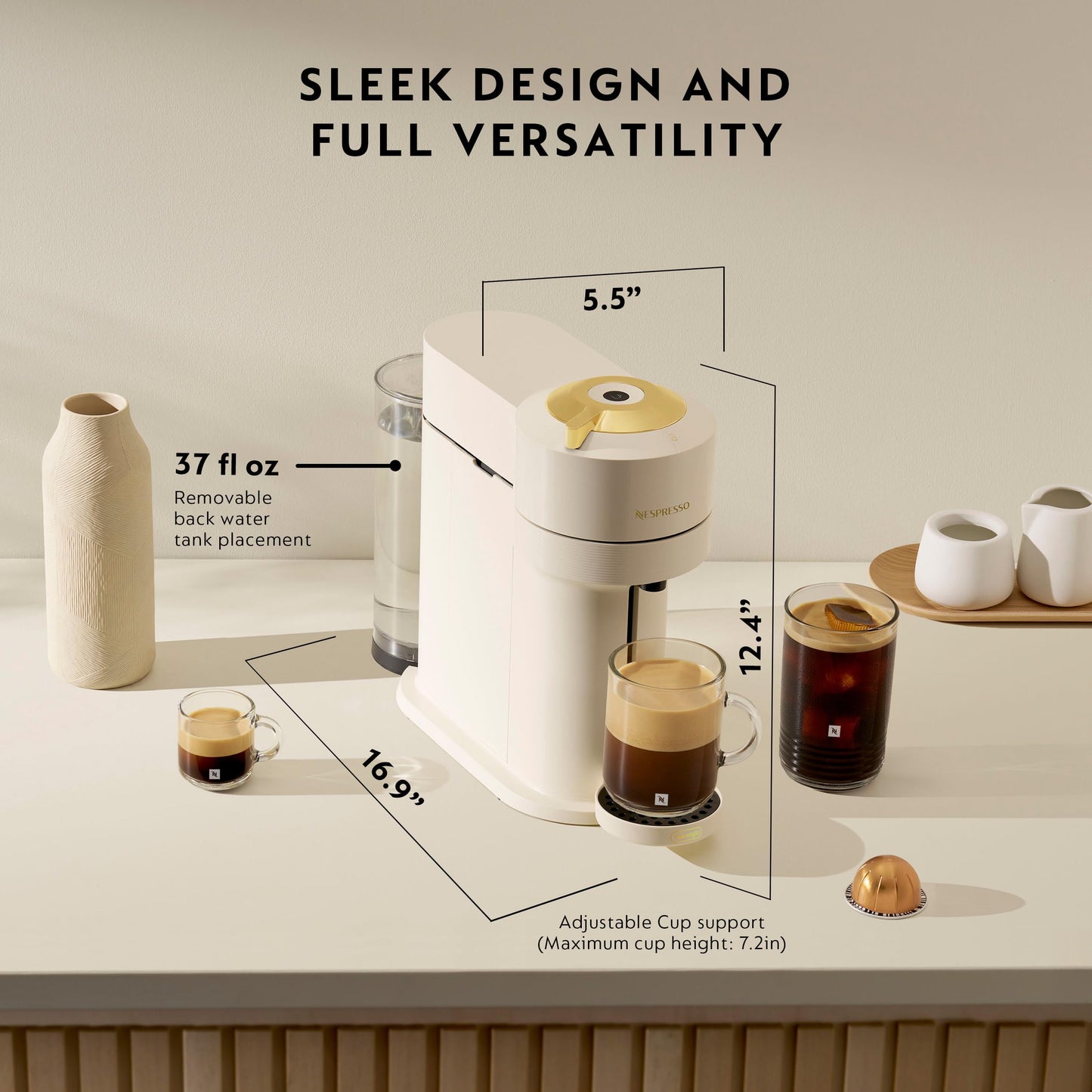 Single Serve Coffee and Espresso Maker with Crema