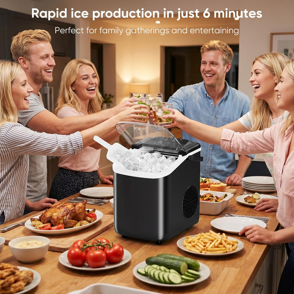 Portable Bullet Ice Maker with Auto-Cleaning Function